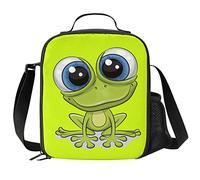 VunKo Big Eyes Frog Kids Insulated Lunch Bag Small Cute Thermal Tote Bag Built Back to School Lunch Bags with Water Bottle Holder Shoulder Strap for Teens Girls Boys