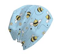 VunKo Cute Slouchy Beanie Chemo Knit Casual Hat Cancer Headwear Knitted Hats Thin Skull Cap for Men Women, Cartoon Doodle Cute Bees, One size