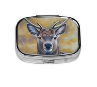 VunKo Deer Fall Wild Realistic Pill Organizer Portable Metal Pill Box Small Pill Container for Purse or Pocket 2 Compartment Daily Needs and Travelling