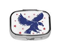 VunKo Eagle Cool Star Pill Organizer Portable Metal Pill Box Small Pill Container for Purse or Pocket 2 Compartment Daily Needs and Travelling