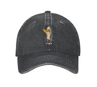 VunKo Frog Shark Black Vintage Distressed Adjustable Washed Denim Mens Dad Trucker Hat Baseball Ball Cap for Men, Black, One Size
