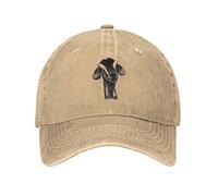 VunKo Goat Head Distressed Adjustable Washed Denim Mens Dad Trucker Hat Baseball Ball Cap for Men, Natural, One size