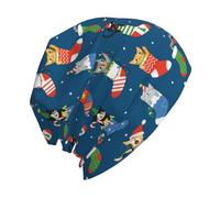 VunKo Print Slouchy Beanie Chemo Knit Casual Hat Cancer Headwear Knitted Hats Thin Skull Cap for Men Women, Christmas Cats, One size