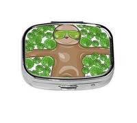 VunKo Sloth Bear Pill Organizer Portable Metal Pill Box Small Pill Container for Purse or Pocket 2 Compartment Daily Needs and Travelling