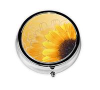 VunKo Sunflower Autumn Fall Pill Box Pill Case for Pocket or Purse 3 Compartment Metal Travel Medication Carry Case Daily Vitamin Organizer Box