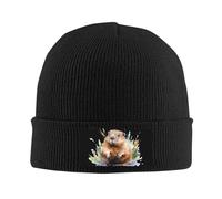 VunKo Unisex Bee Fluffy Beanie for Men and Women Cuffed Plain Knit Hat Winter Soft Warm Beanies Hats Cap, Guinea Pig Standing, One size