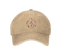 VunKo Washed Distressed Adjustable Peace and Love Symbol Flowers Womens Denim Baseball Cap Mom Trucker Hat Cap for Women, Natural Peace and Love, One Size