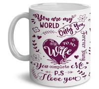 VUNVUT86 Wife Gifts from Husband - To My Wife Mug - Purple Heart Wife Gifts, Gifts for Wife on Anniversary, Birthday, Valentine, Wedding, Mothers Day, Wifey White Mug