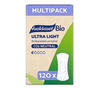 Vuokkoset Bio Ultra Light Pantyliner - Biodegradable Thin 6.1 Inch Pantyliner Multipack 120 pcs for Sensitive Skin | Organic Cotton | Free of Dyes, Fragrances & Chlorine | Eco-Friendly, Absorbent Core