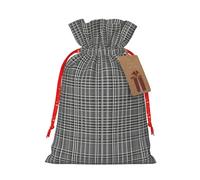Vuoongt Grey Plaid Loop Printing Reusable Halloween Candy Bags Christmas Gift Bags With The Closure