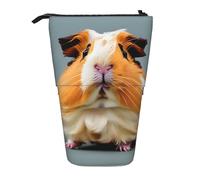 Vuoongt Stand Upcut Guinea Pig Print Pencil Case Telescopic Stationery Storage Bag For Supplies Office Makeup Storage, Black, One Size