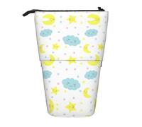 Vuoongt Stand Upmoon Cloud Star Print Pencil Case Telescopic Stationery Storage Bag For Supplies Office Makeup Storage