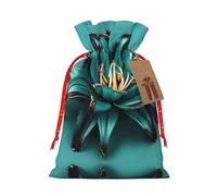 Vuoongt Teal Lily Printing Reusable Halloween Candy Christmas Gift Bags With