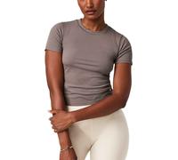 Vuori - Short Fitted Rib T-Shirt - Pose Fitted Tee W Smokey Taupe for Women - Size S - Brown Brown S