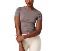 Vuori - Short Fitted Rib T-Shirt - Pose Fitted Tee W Smokey Taupe for Women - Size XS - Brown Brown XS