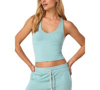 Vuori - Tank top with integrated bra - Halo Performance Crop Tank 2.0 W Sea Spray Heather for Women - Size XS - Blue Blue XS