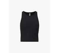 Vuori Womens Vuori Mudra Brand-Patch Stretch-Jersey Top Black XL