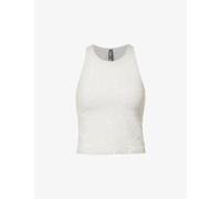 Vuori Womens Vuori Mudra Brand-Patch Stretch-Jersey Top White Heather Grey XS