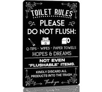 Vuplkhu Funny Toilet Rules Metal Sign Please Do Not Flush Q-tips Wipes Paper Towels Hopes & Dreams Bathroom Rules Tin Sign Vintage Home Office Restroom Bath Decor Signs 8x12 Inch