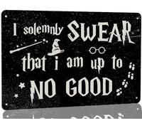 Vuplkhu I Solemnly Swear I'm Up To No Good Metal Tin Sign Gothic Gifts for Magic Lover Signs Vintage Wizard Themed Sign for Front Door Bedroom Living Room Wall Decoration 8x12 Inch