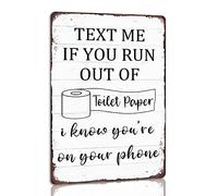 Vuplkhu Text Me If You Run Out of Toilet Paper Metal Tin Sign Funny Bathroom Wall Decor for Cafe Farmhouse Home Restroom Bathroom Decoration Vintage Poster 8x12 Inch