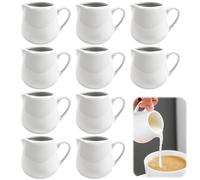 Vurixfo 12 Pcs Ceramic Milk Jugs with Handle, 100ml Small Creamer Pitcher for Coffee Tea, Mini Gravy Jug Serving Sauce Pot Kitchen Pouring Milk Container for Daily Use & Party (White)