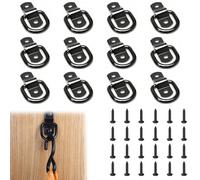 Vurixfo 12 Pcs D Ring Tie Downs Anchor, 1/4" Heavy Duty Tie Down D-Rings Black Lashing Ring Trailer Anchors Accessories D Lashing Rings with Screws for Load Securing Truck Boat Kayak Trailer Moto