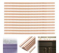 Vurixfo 12 Pcs Decorative Beaded Wood Trim, 15.75 Inch Wood Beading Trims Half Round Beaded Molding Cover Gap Unfinished 3D Half Beading for Wall Panelling DIY Home Cabinet Furniture Shelf Window