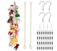 Vurixfo 2 Pcs Teddy Toy Hammock, 2m Stuffed Animal Organizer Chain Boho Soft Toy Storage Hanging Plush Toys Organizer with Metal Clips, Hanging Hook for Wall or Corner Play Room Decor