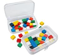 Vurixfo 2 Pcs Toy Storage Bags with Zipper, Hard Pouch Case Double Zippers Clear Plastic Box Toy Storage Organiser Clear Hard Storage Case for Building Blocks, Puzzles, 4.9x7.5inch