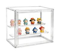 Vurixfo 2 Tier Display Case for Collectibles, PET Clear Display Box Dustproof Protection Showcase with 2 Removable Panels and Magnetic Door for Action Figures Toys Home Storage, 27*22*18cm