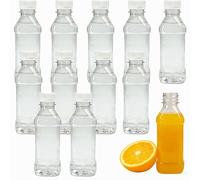 Vurixfo 250ml Plastic Juice Bottles with Lids, 12 Pcs Square Shot Bottles with Lid Clear Empty Plastic Water Bottles with Cap Reusable Bulk Drink Containers for Smoothie Water Milk,8 oz