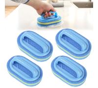 Vurixfo 4 Pcs Bathroom Cleaning Sponge, Tile Scrub Brush with Handle Thickened Cleaning Sponge Brush Multipurpose Scrubbing Brushes For Bathrooms Kitchen Bathtub Toilet Wall Floor Cleaner