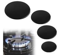 Vurixfo 4 Pcs Cooker Hob Gas Burner Cap Set for SABAF, 55mm 75mm 100mm Burners Flame Cap Lid Metal Lids Stove Burner Crown Flame Caps Black Gas Hob Cover for Gases Stove Burners Kitchen Accessories