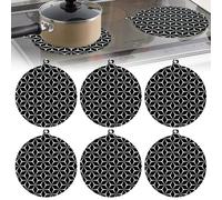 Vurixfo 6 Pcs Induction Hob Protector, 22cm Silicone Induction Cooktop Mat Anti-Slip Heat Insulated Pads Cooktop Scratch Protector Hob Covers for Scuffs and Marks Maintains Conductivity, Black