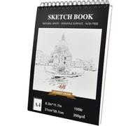 Vurixfo A4 Sketchbook, 200GSM Thick Paper Sketch Book Spiral Bound Sketchbook Hardback Sketch Pad A4 Portrait Sketchbooks Acid-Free Art Drawing Pad for Drawing and Sketching, 60 Sheets/120 Pages