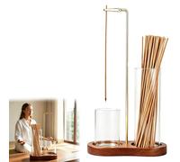 Vurixfo Incense Holder, 2 In 1 Wooden Incense Holder for Sticks Upside Down Wooden Incense Burner with Glass Ash Catcher for Meditation Yoga Spa Room Decor Zen Meditation and Home Relaxation