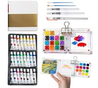 Vurlexat 24 Colors Mini Watercolor Paint Set for Travel Outside