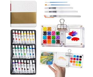 Vurlexat 24 Colors Mini Watercolor Paint Set for Travel Outside