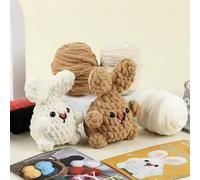 Vurlexat Crochet Kit for Beginners, Amigurumi Crochet Animal Kit Crochet Starter Kit with Step-by-Step Video Tutorials Learn to Crochet Hooks Set Knitting Kit for Kids Adults (2pcs-Bunny)