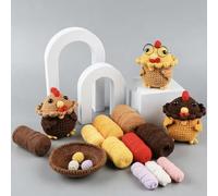 Vurlexat Crochet Kit for Beginners, Amigurumi Crochet Animal Kit Crochet Starter Kit with Step-by-Step Video Tutorials Learn to Crochet Hooks Set Knitting Kit for Kids Adults (3pcs-Chick)