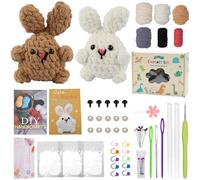 Vurlexat Crochet Kits for Beginners Adults, 2 Pack Crochet Hooks Set Knitting Kit Metal Crochet Hooks Knitting Accessories Tools, Cute Animals Needles Crochet Starter Kit(2pcs-Bunny)