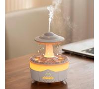 Vurlexat Essential Oil Diffuser, 350ml Ultrasonic Aromatherapy Diffuser Cool Mist Humidifier with Remote Control, UFO-Shaped Aroma Diffuser with Light and Raindrop White Noise(White-UK-plug)