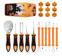 Vurlexat Halloween Pumpkin Carving Kit, 11pcs Pumpkin Carving Tools, Professional Stainless Steel Carving Tool Set for Halloween Pumpkin Cutter and DIY(with Storage Box)