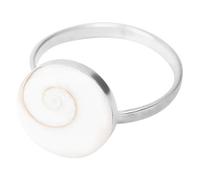 Vurmashop 925 Sterling Silver Ring - Natural White Shell - Eye of Shiva - St. Lucia Stone