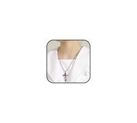 Vurotry American Flag Necklace Flag Cross Pendant Patriotic necklace Lndependence Day Christianity Patriotic Cross Necklace for Men And Women Jewelry, 23.6 IN, Metal, No Gemstone