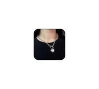 vurotry Chunky Heart Necklaces for Women Silver Puffy Heart Necklaces Hypoallergenic Exaggerated Chunky Love Necklace Jewelry, L, Metal, No Gemstone