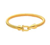 Vurotry Gold Cuff Drop Bracelet Chunky Twist Bracelet Exaggerated Spring Opening Helical Ellipse Hinged Cuff Bracelet Jewel, 2.6 IN, alloy, no gemstone