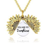 Vurotry Golden Sunflower Necklace You are my sunshine necklace Sunflower pendant necklace Gold jewelry, 17.8 IN, Zinc, No Gemstone