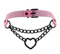 vurotry Goth Choker for Women Black Heart Choker Punk Heart Collar Stylish Gothic Punk Dark Style Rock Heart Shaped Adjustable Leather Necklace Jewelry, L, Metal, No Gemstone
